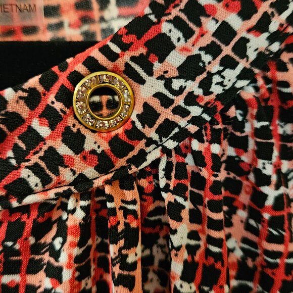 NWOT NY Collection Extended Sleeve Top with Grommets Rose Black Evolre Plaid 2X - Picture 4 of 8